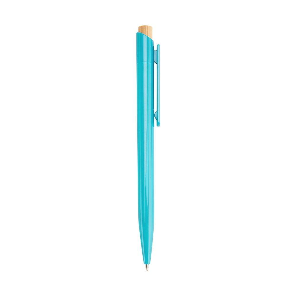 Caneta Plástica CA1597 na cor Azul claro, brinde personalizado Sky Brindes