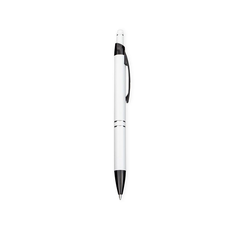 Caneta Metal Touch CA1600 na cor Branco, brinde personalizado Sky Brindes