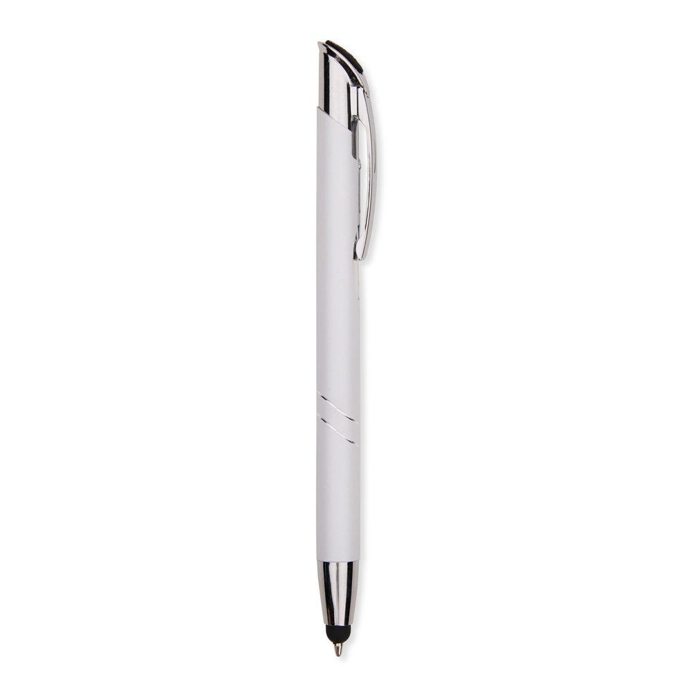 Caneta Metal Touch CA1603 na cor Branco, brinde personalizado Sky Brindes
