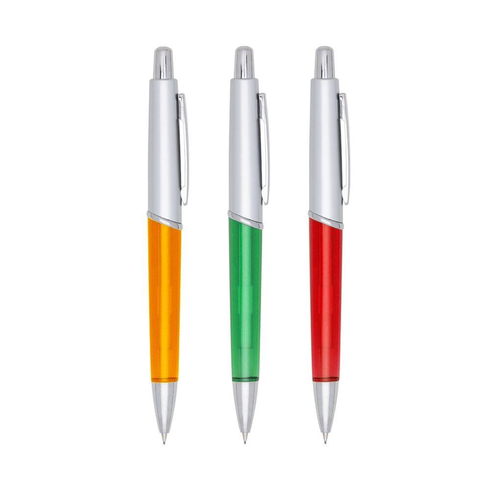 Lapiseira plastica CA1607 na cor Verde e prata, brinde personalizado Sky Brindes