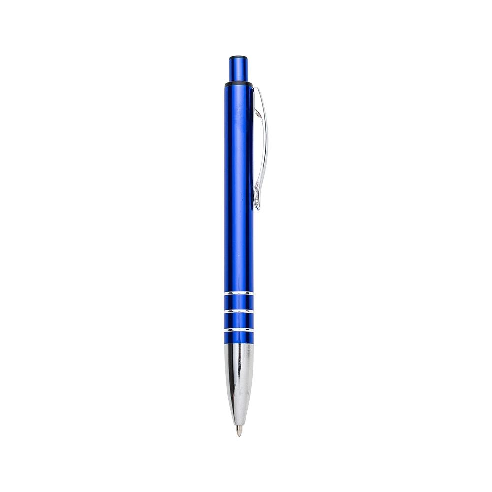 Caneta metal 3 anéis CA1620 na cor Azul e prata, brinde personalizado Sky Brindes