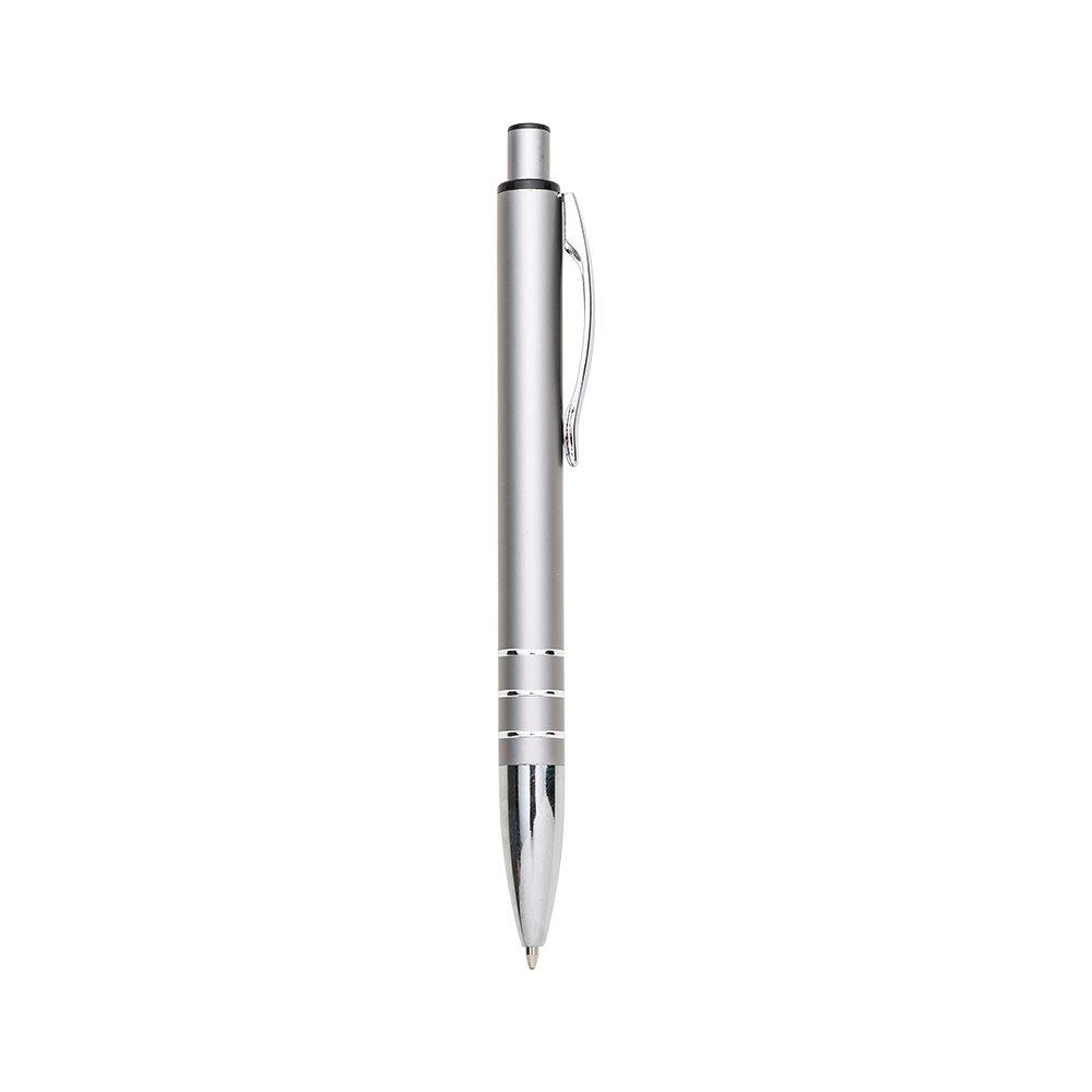 Caneta metal 3 anéis CA1620 na cor Prata e prata, brinde personalizado Sky Brindes
