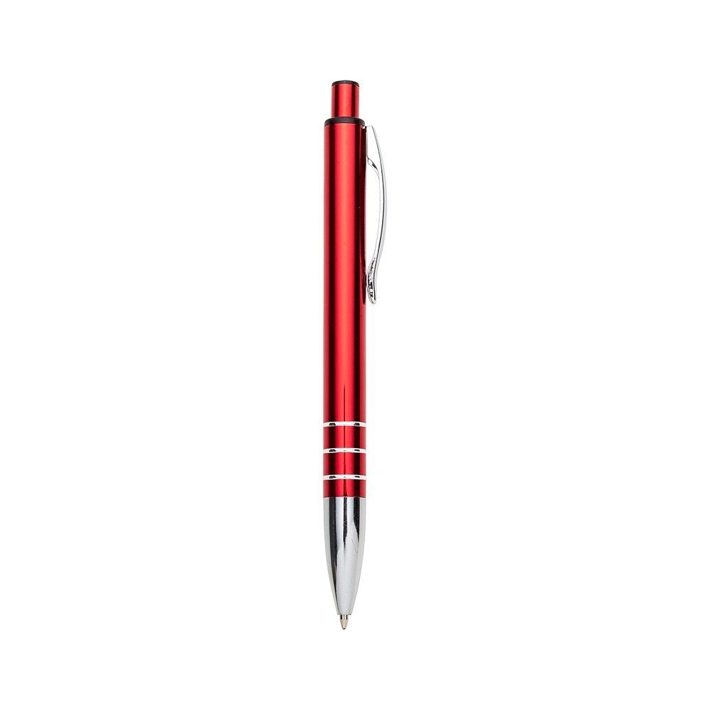 Caneta metal 3 anéis CA1620 na cor Vermelho e prata, brinde personalizado Sky Brindes