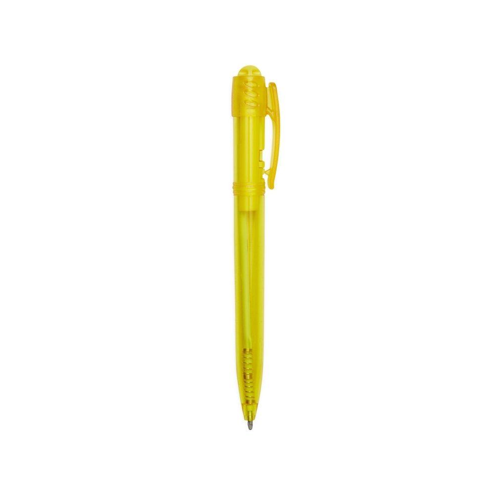 Caneta plastica translucida CA1623 na cor Amarelo, brinde personalizado Sky Brindes