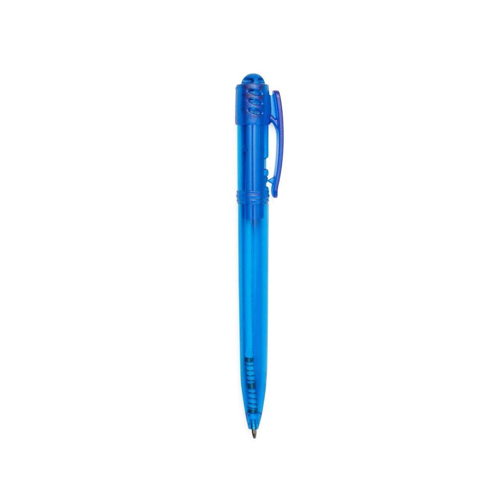 Caneta plastica translucida CA1623 na cor Azul, brinde personalizado Sky Brindes