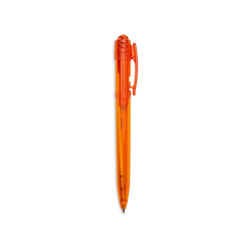 Caneta plastica translucida CA1623 na cor Laranja, brinde personalizado Sky Brindes