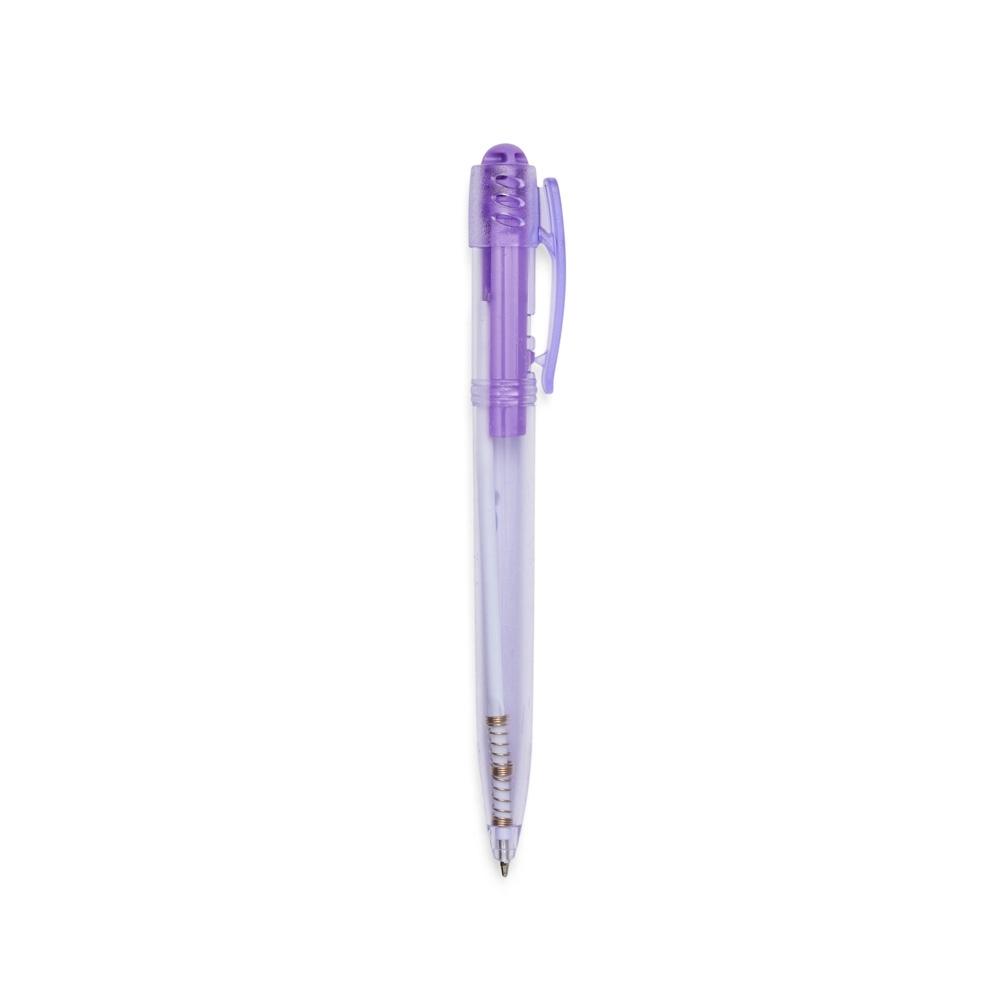 Caneta plastica translucida CA1623 na cor Roxo, brinde personalizado Sky Brindes