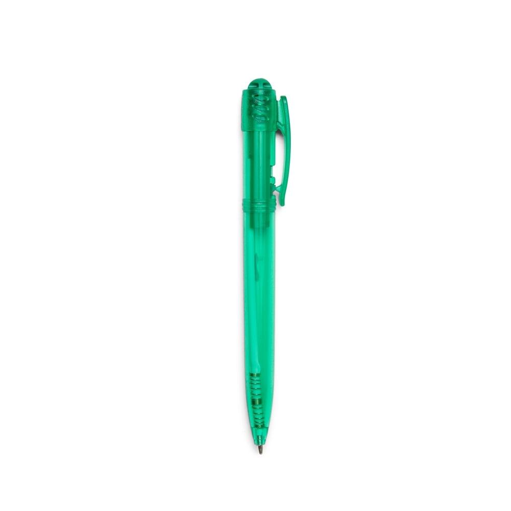 Caneta plastica translucida CA1623 na cor Verde, brinde personalizado Sky Brindes