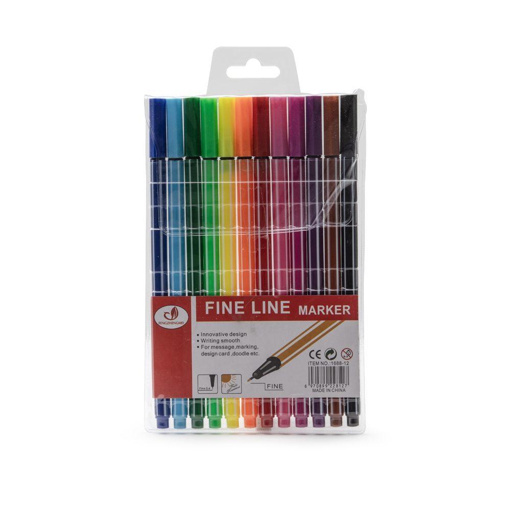 Kit canetinhas coloridas c 12 CA1625 na cor Colorido e colorido, brinde personalizado Sky Brindes
