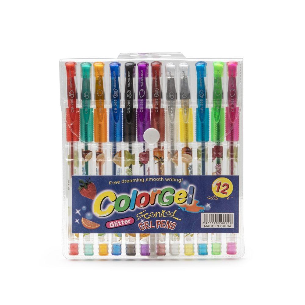 Kit canetinhas gel coloridas c 12 CA1627 na cor Colorido e colorido, brinde personalizado Sky Brindes