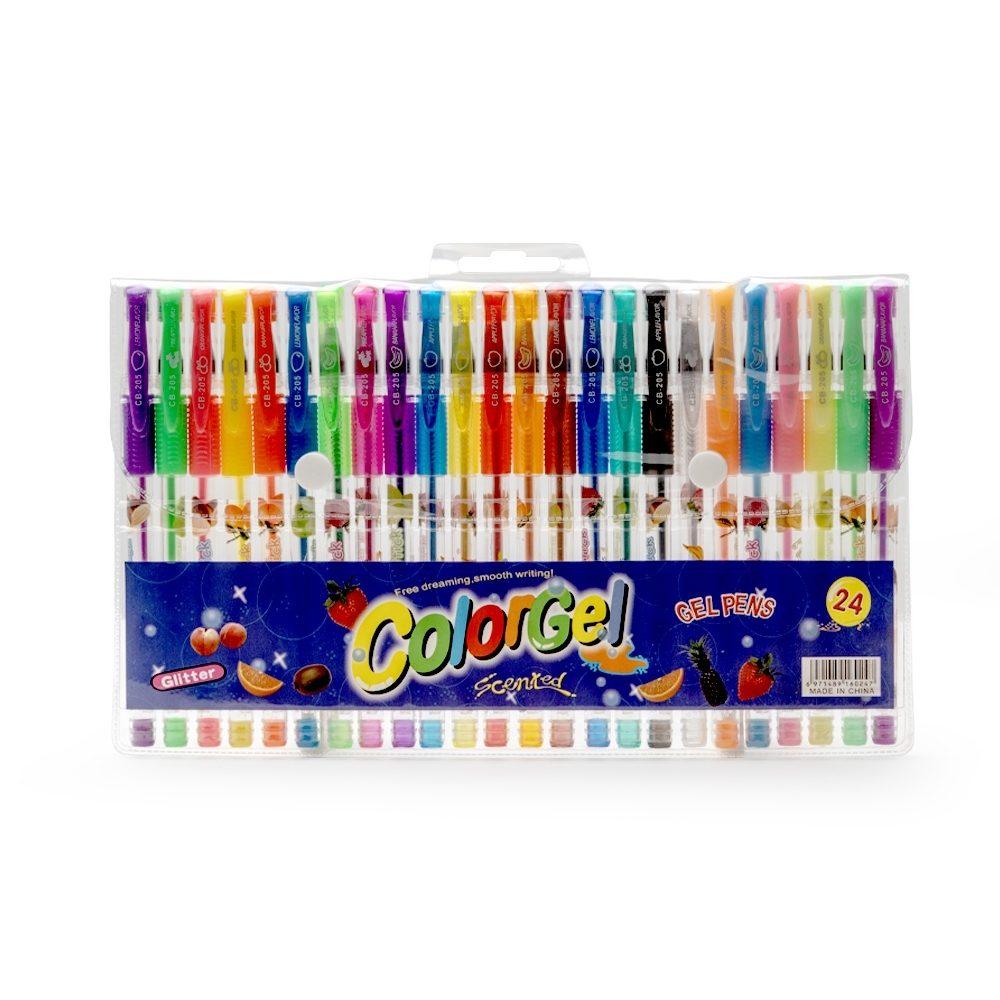 Kit canetinhas gel coloridas c 24 CA1628 na cor Colorido e colorido, brinde personalizado Sky Brindes