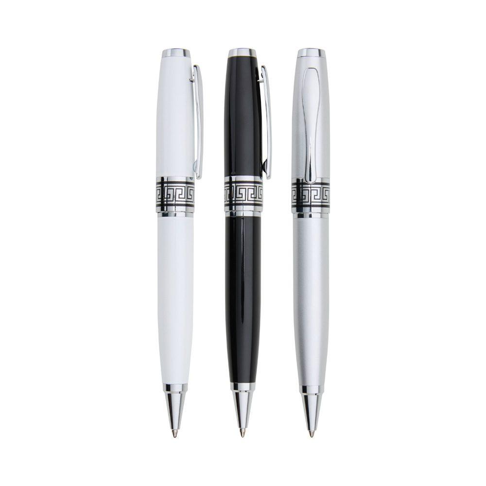 Caneta metal CA1632 na cor Branco, brinde personalizado Sky Brindes