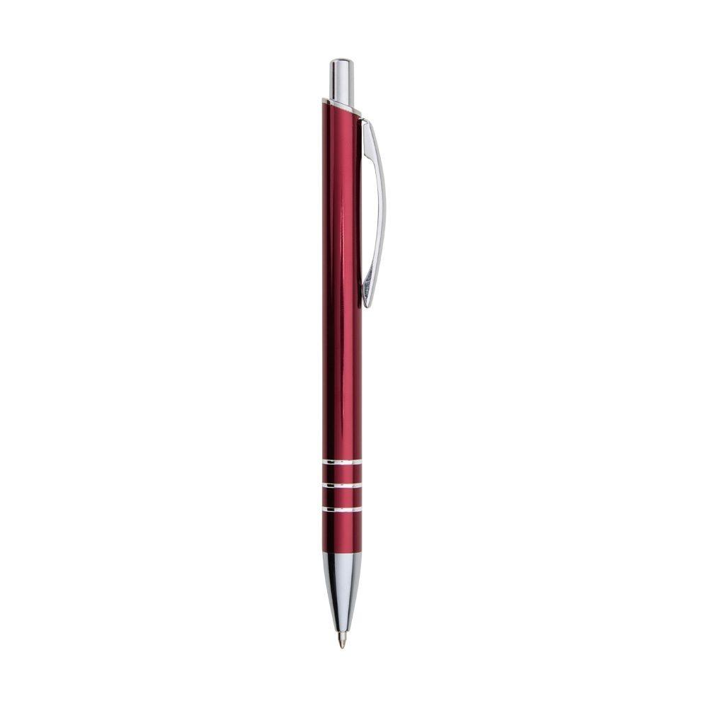 Caneta metal CA1633 na cor Vermelho e inox, brinde personalizado Sky Brindes