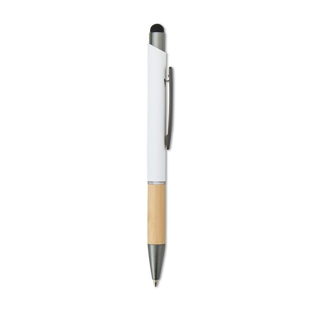 Caneta metal touch CA1636 na cor Branco, brinde personalizado Sky Brindes