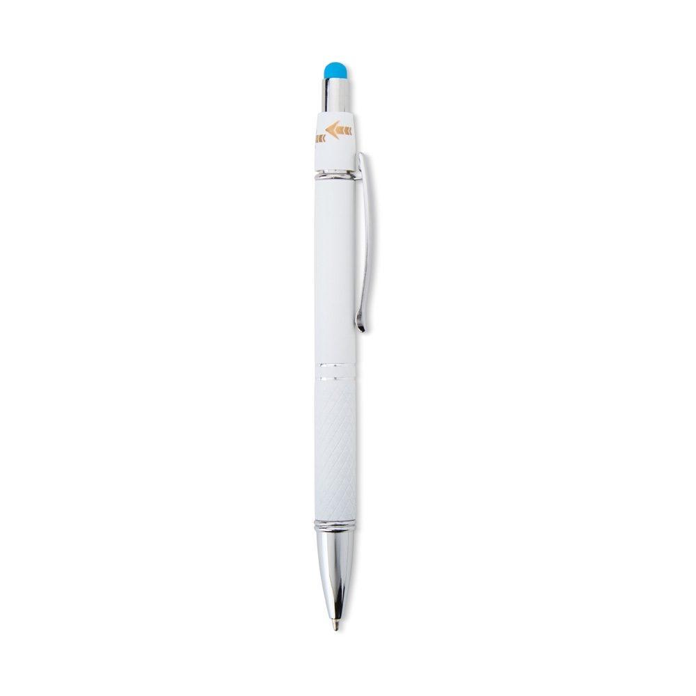 Caneta metal touch antiestresse CA1637 na cor Azul e branco, brinde personalizado Sky Brindes