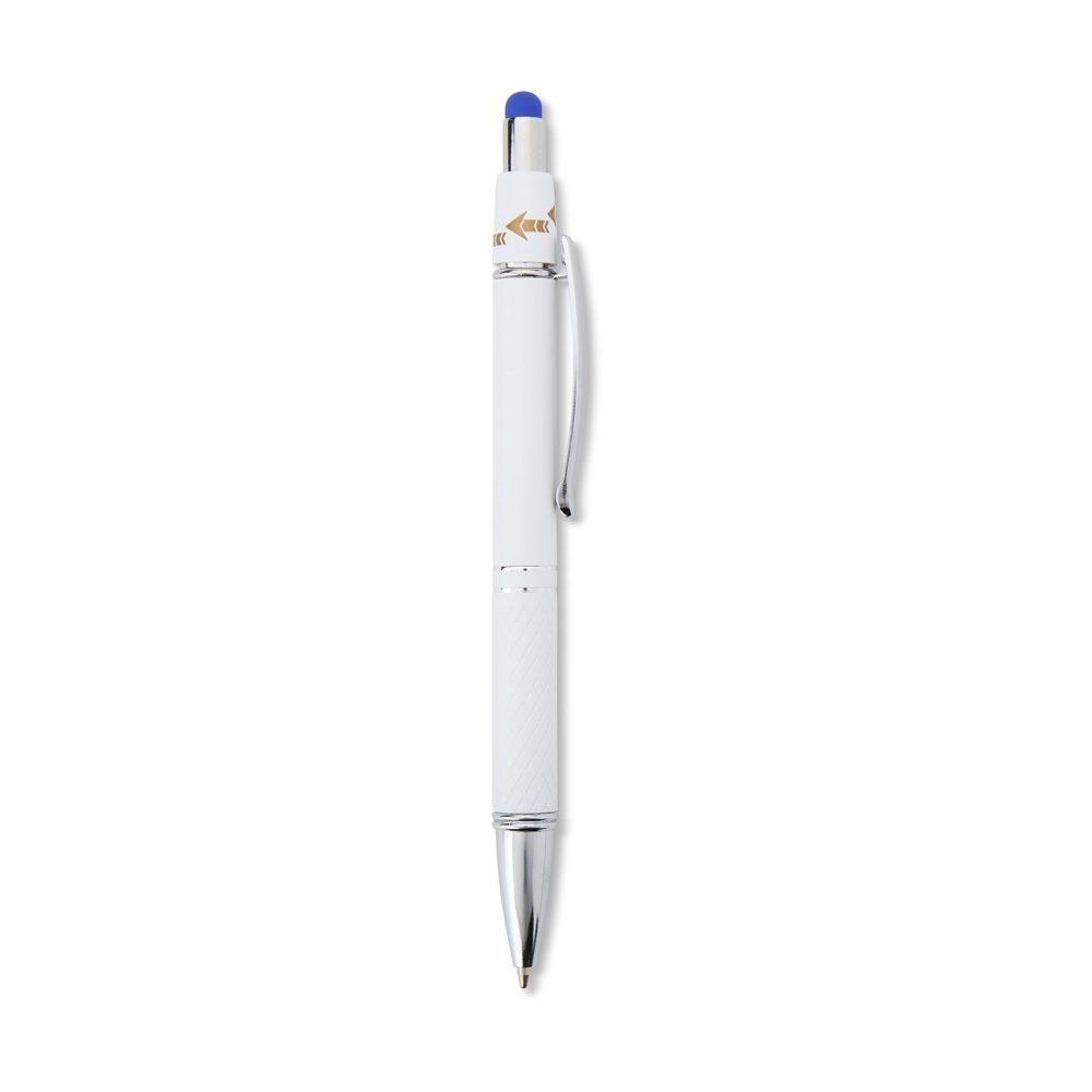 Caneta metal touch antiestresse CA1637 na cor Azul e branco, brinde personalizado Sky Brindes
