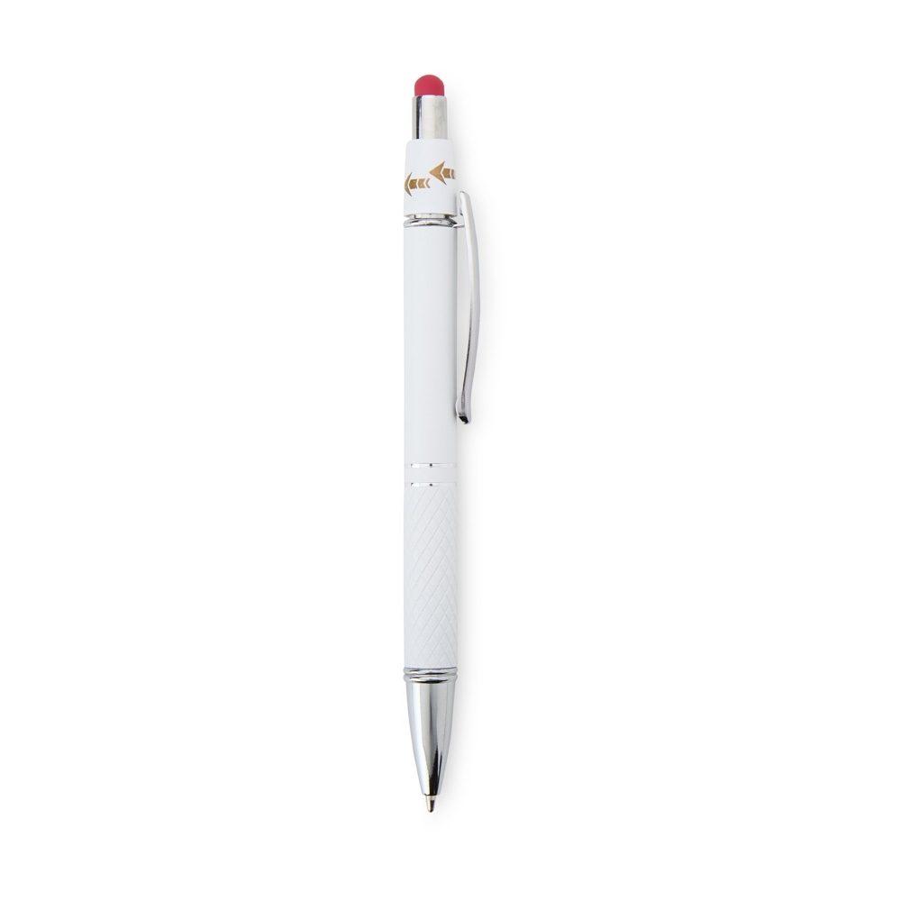 Caneta metal touch antiestresse CA1637 na cor Vermelho e branco, brinde personalizado Sky Brindes