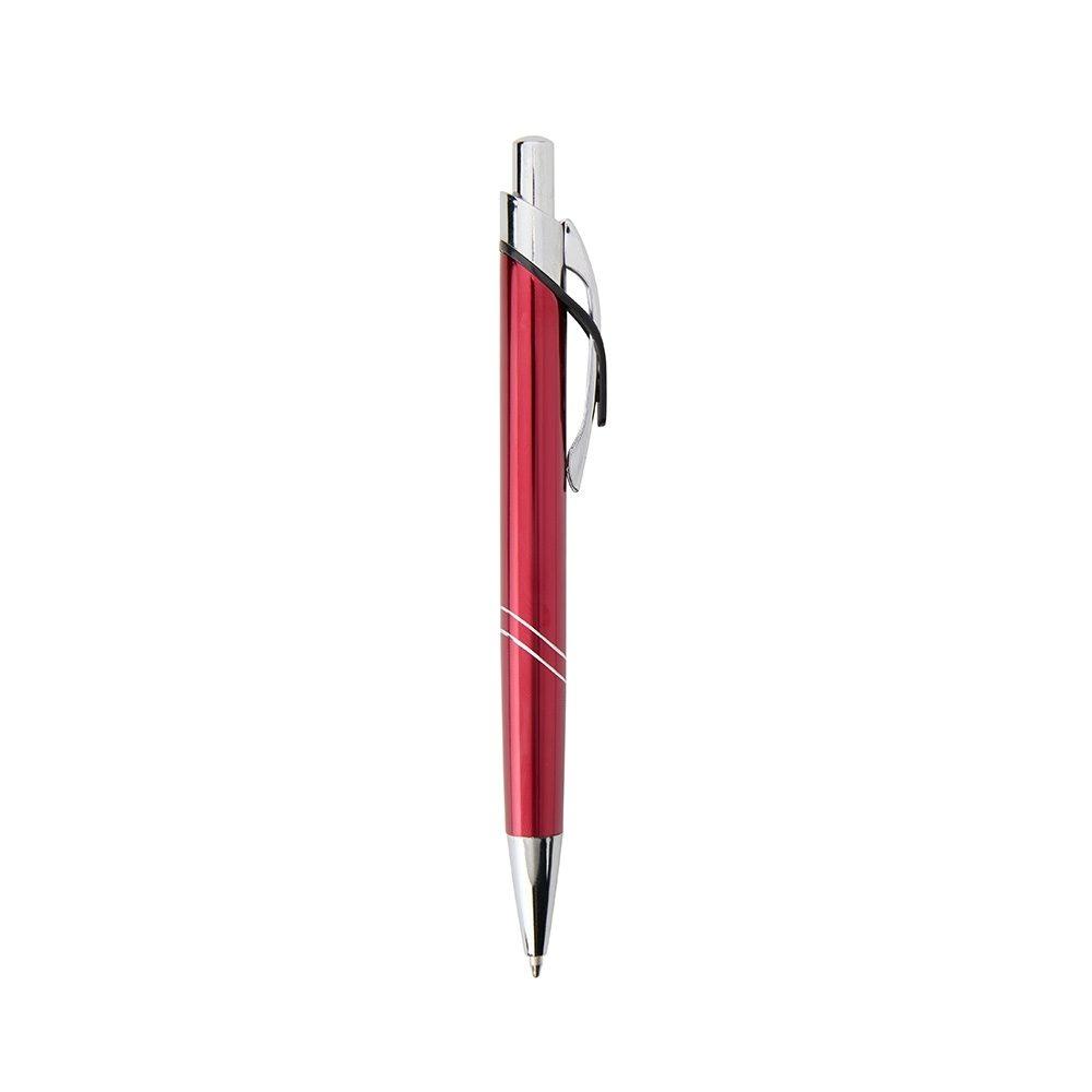 Caneta metal CA1639 na cor Vermelho e inox, brinde personalizado Sky Brindes