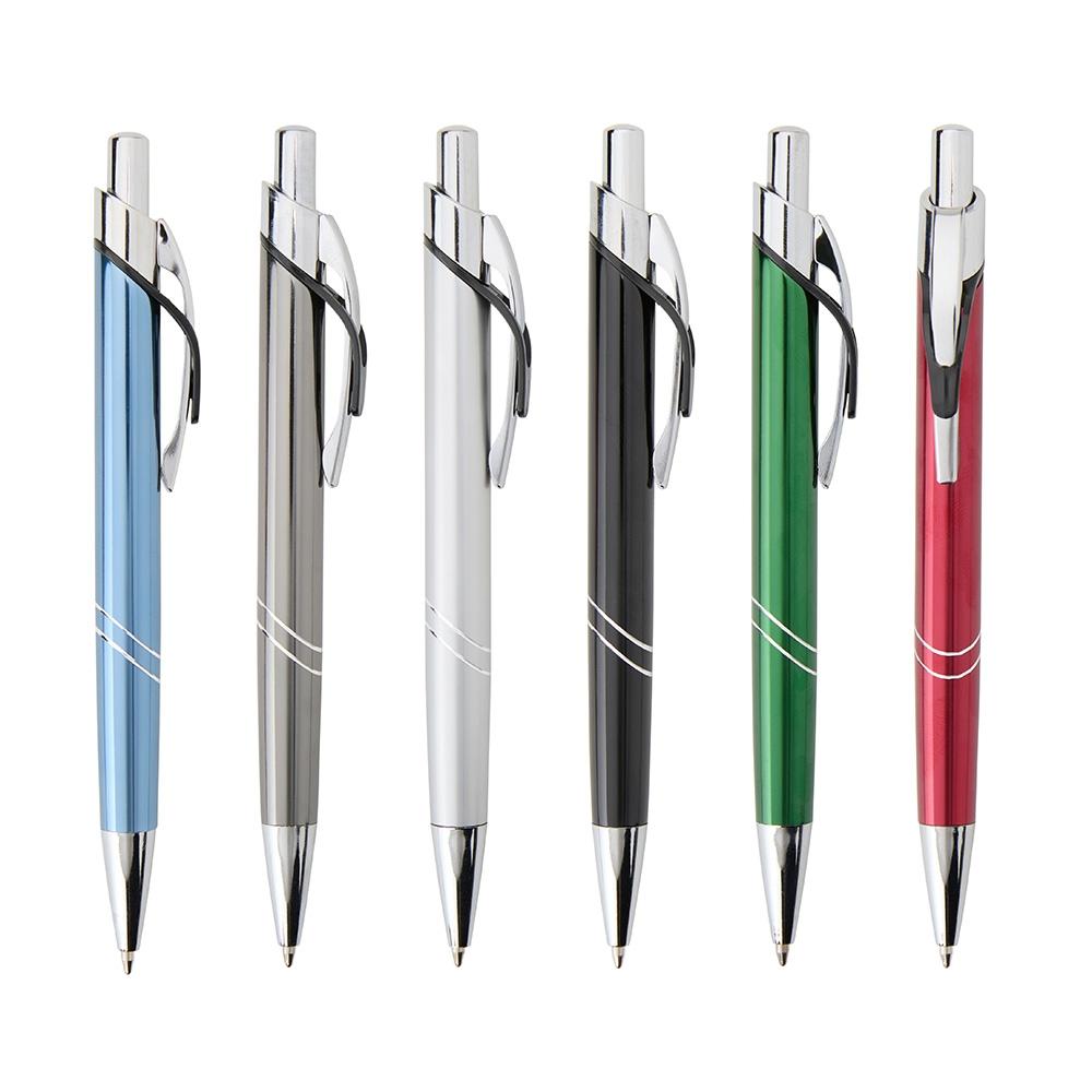 Caneta metal CA1639 na cor Vermelho e inox, brinde personalizado Sky Brindes