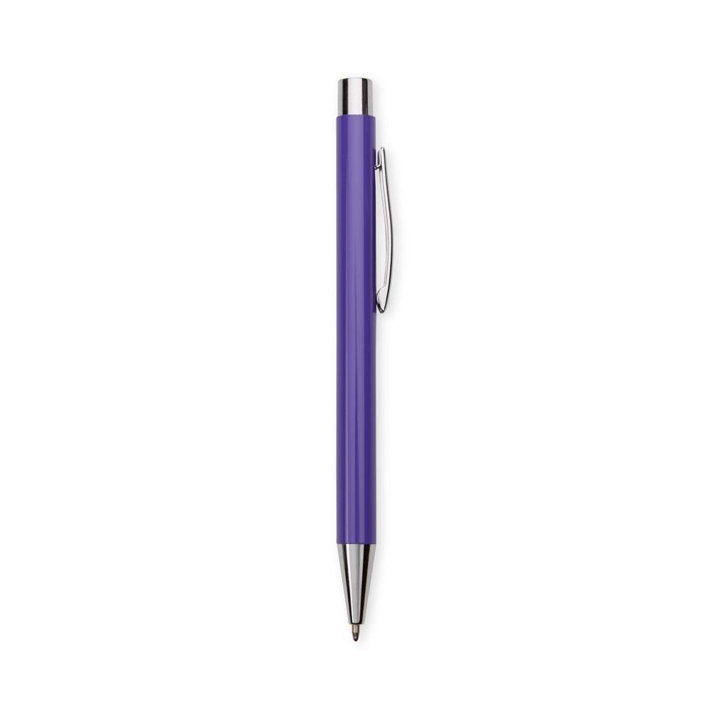 Caneta metal CA1640 na cor Roxo e prata, brinde personalizado Sky Brindes