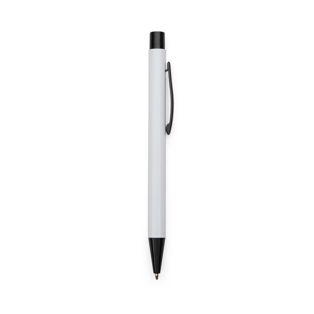 Caneta de metal CA1641 na cor Branco e preto, brinde personalizado Sky Brindes