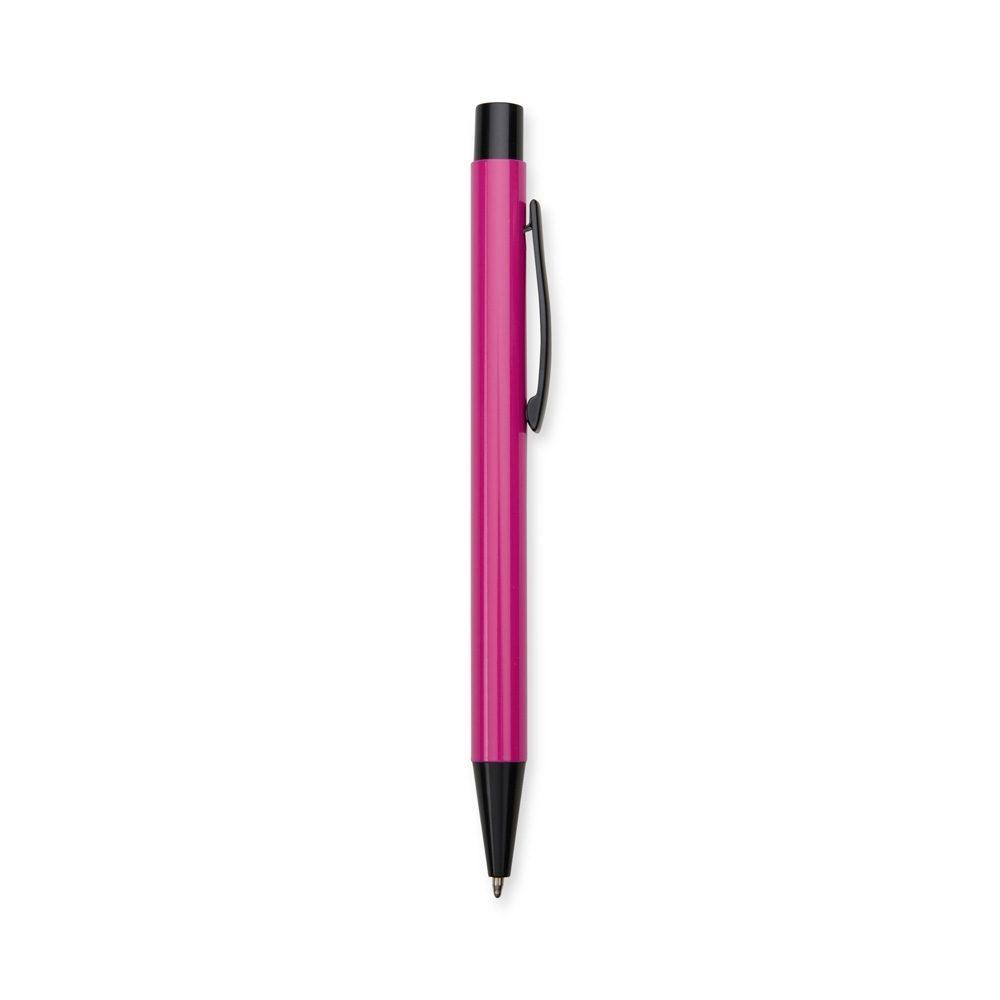 Caneta de metal CA1641 na cor Rosa e preto, brinde personalizado Sky Brindes