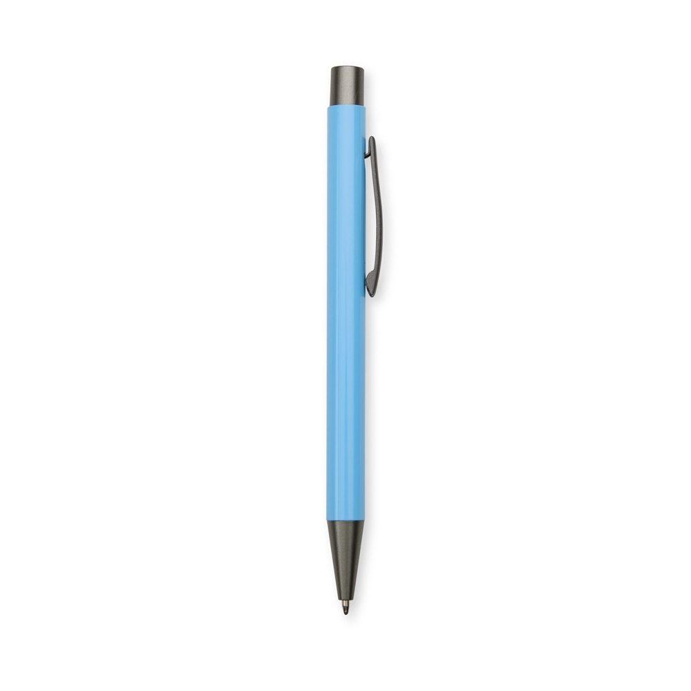 Caneta metal CA1642 na cor Azul claro e cinza, brinde personalizado Sky Brindes