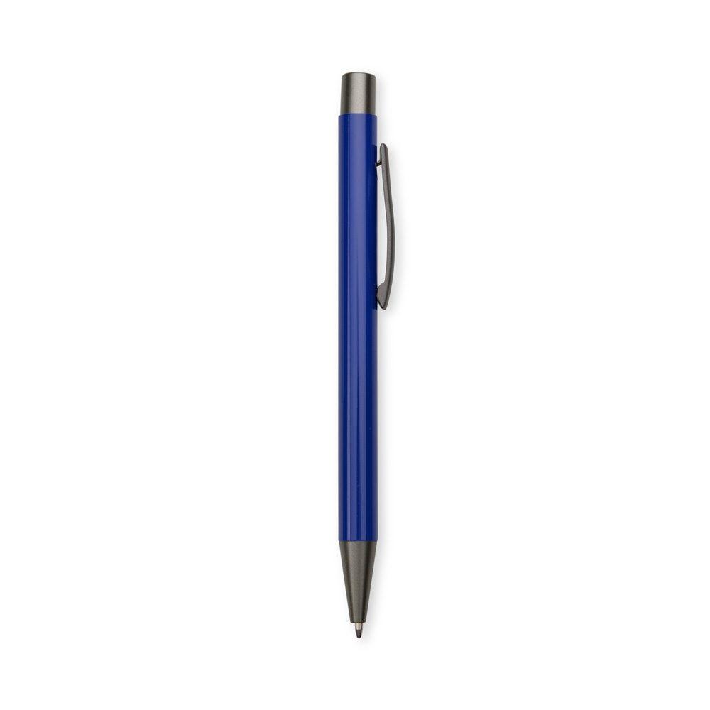 Caneta metal CA1642 na cor Azul escuro e cinza, brinde personalizado Sky Brindes