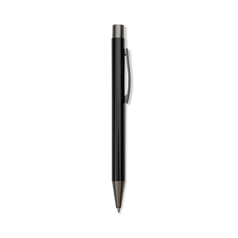 Caneta metal CA1642 na cor Preto e cinza, brinde personalizado Sky Brindes