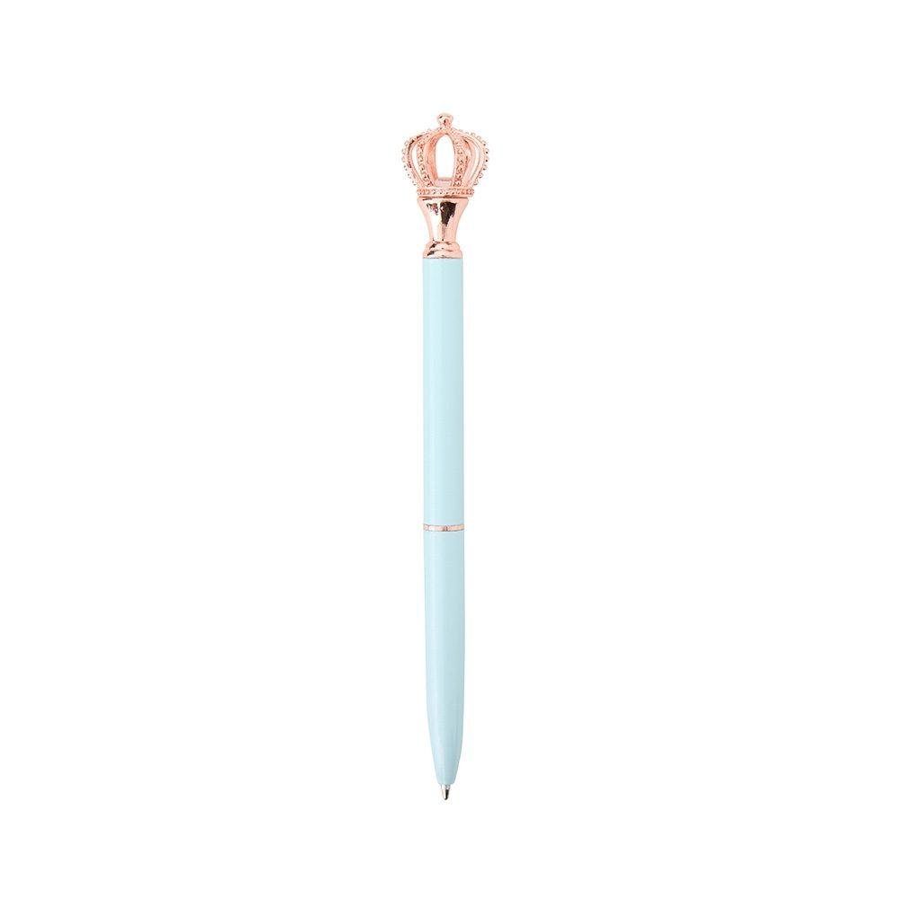 Caneta metal coroa CA1643 na cor Azul e cobre, brinde personalizado Sky Brindes