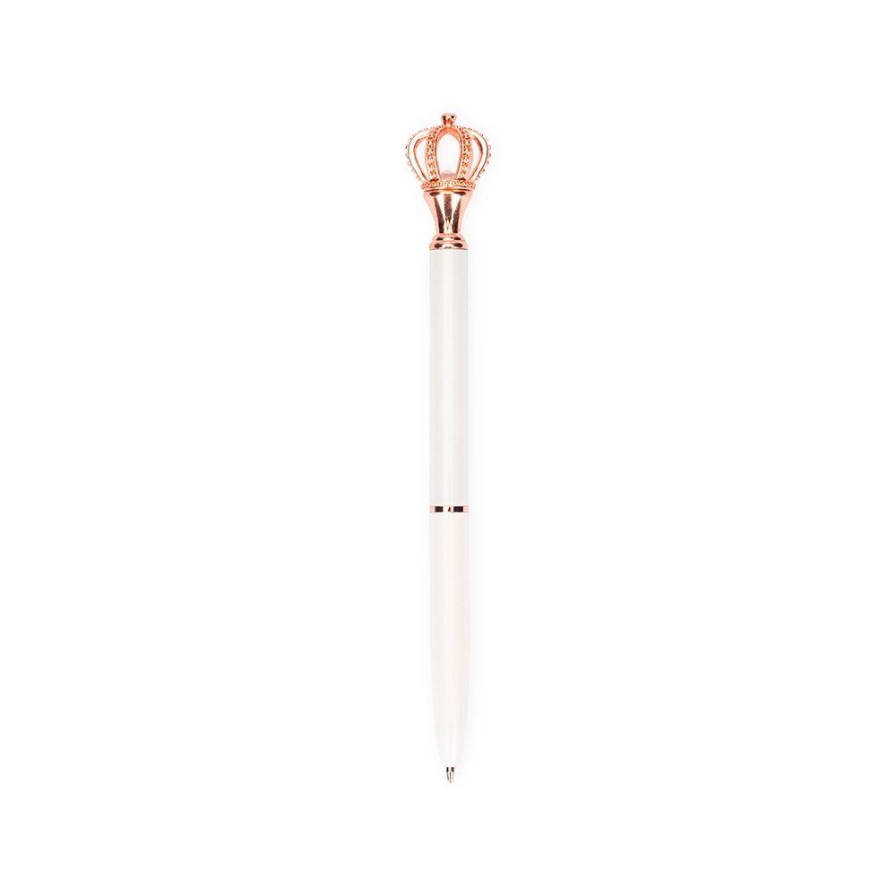 Caneta metal coroa CA1643 na cor Branco e cobre, brinde personalizado Sky Brindes