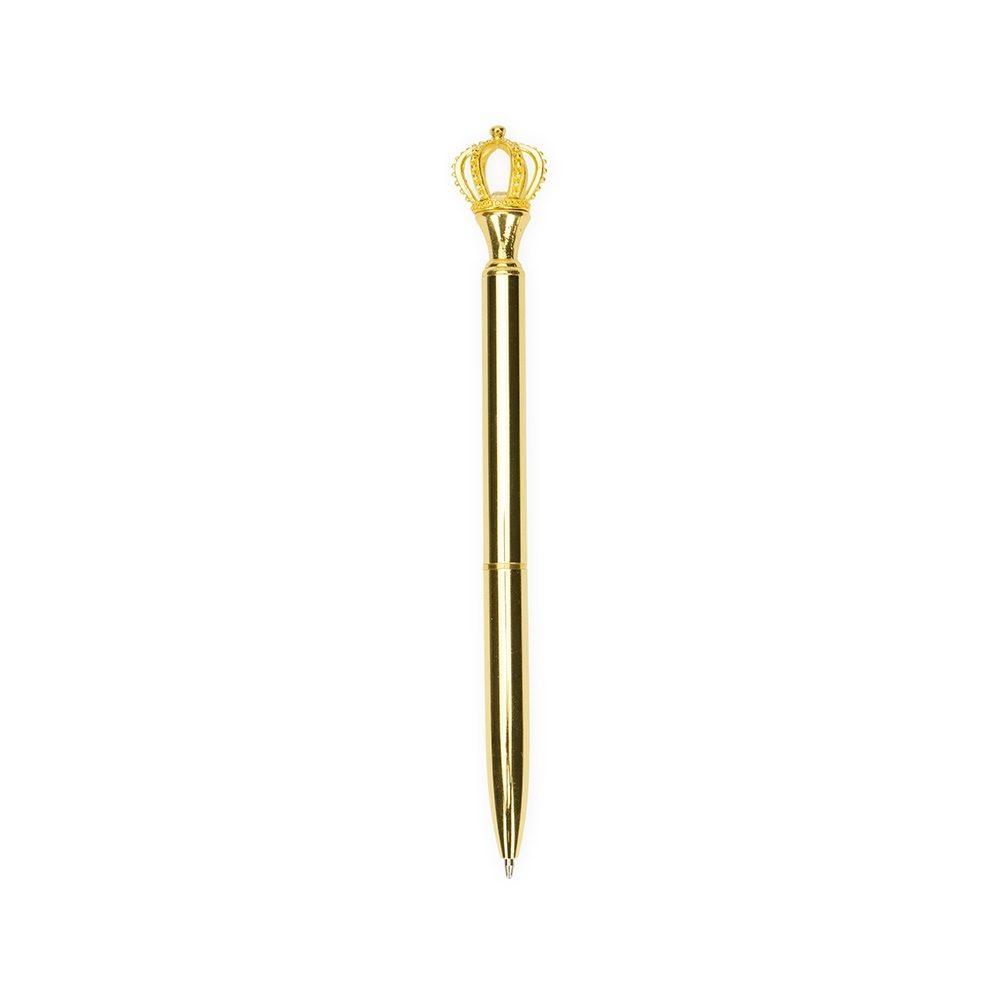 Caneta metal coroa CA1643 na cor Dourado e dourado, brinde personalizado Sky Brindes
