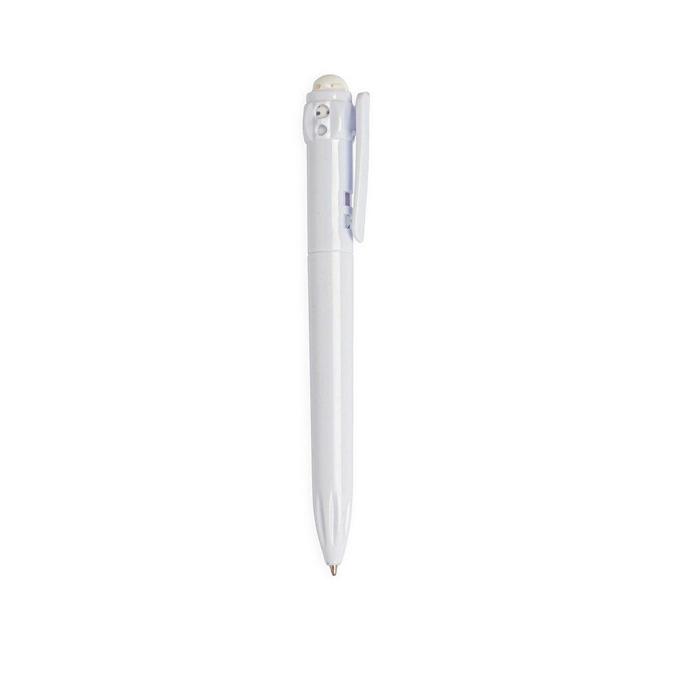 Caneta plástica CA1650 na cor Branco e branco, brinde personalizado Sky Brindes