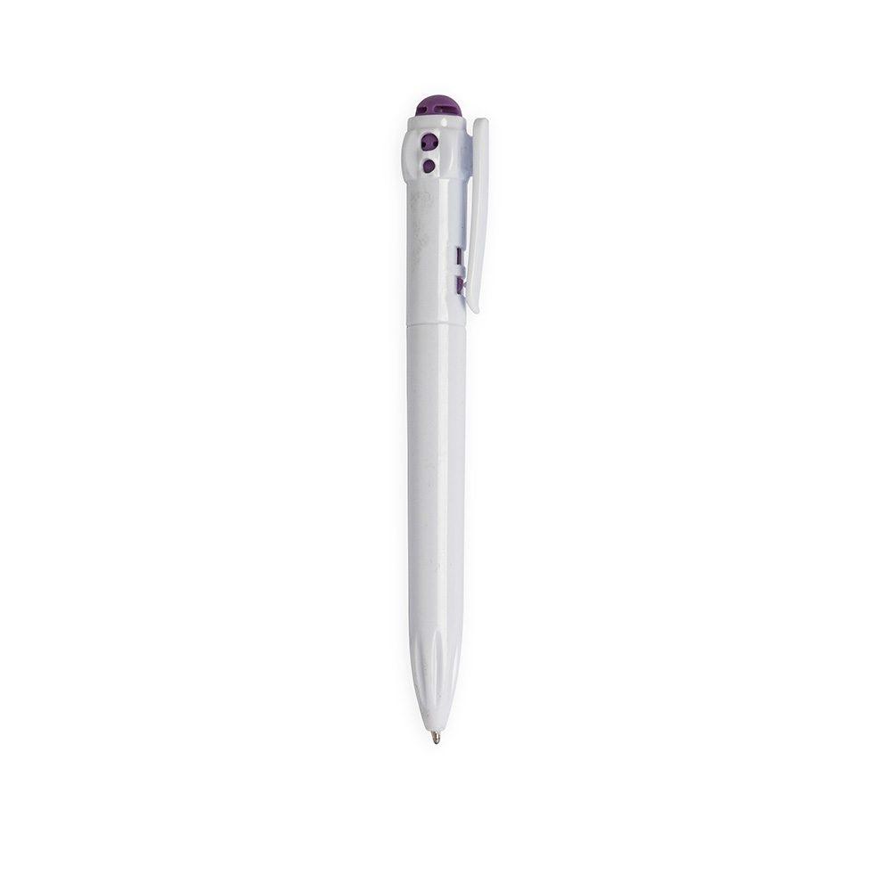 Caneta plástica CA1650 na cor Roxo e branco, brinde personalizado Sky Brindes