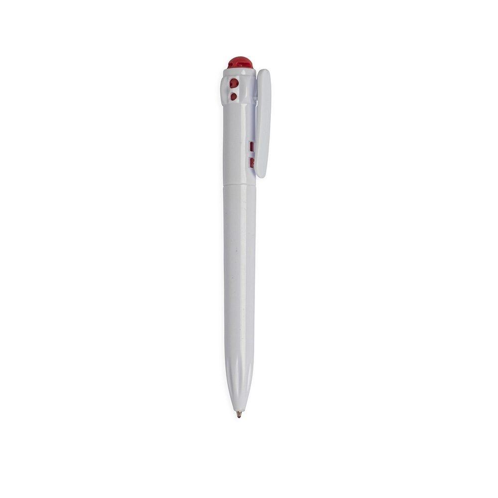 Caneta plástica CA1650 na cor Vermelho e branco, brinde personalizado Sky Brindes