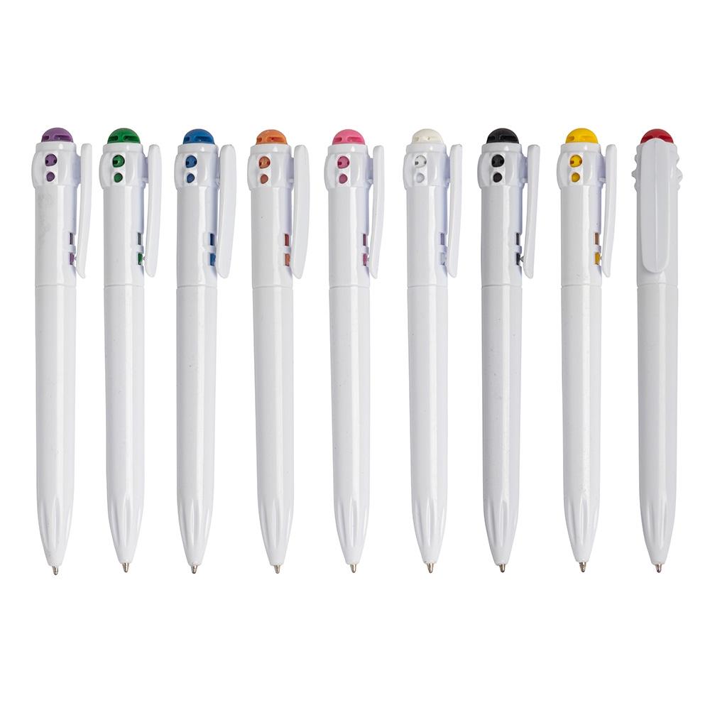 Caneta plástica CA1650 na cor Rosa e branco, brinde personalizado Sky Brindes