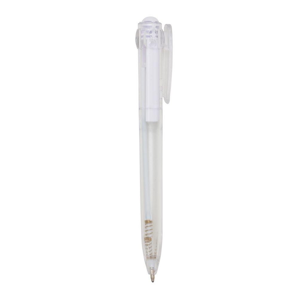 Caneta plástica CA1651 na cor Branco, brinde personalizado Sky Brindes