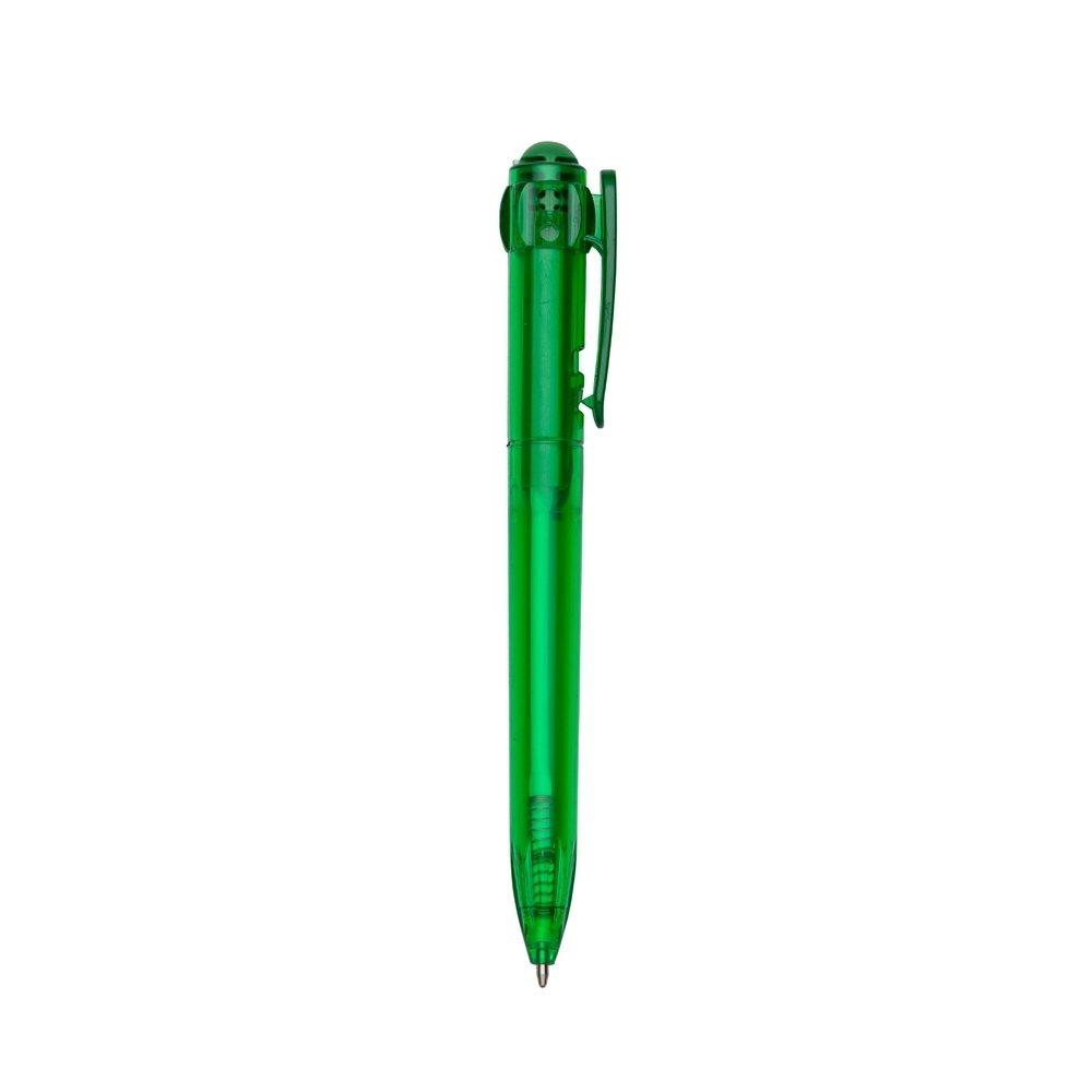 Caneta plástica CA1651 na cor Verde, brinde personalizado Sky Brindes