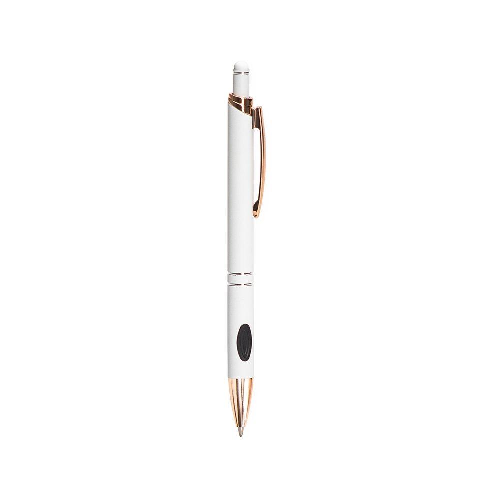 Caneta metal touch CA1653 na cor Branco e cobre, brinde personalizado Sky Brindes