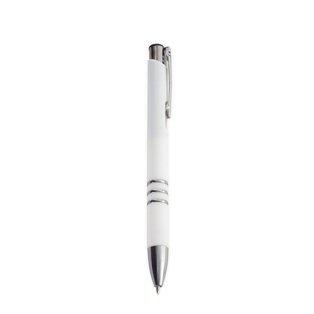 Caneta plástica CA1654 na cor Branco, brinde personalizado Sky Brindes