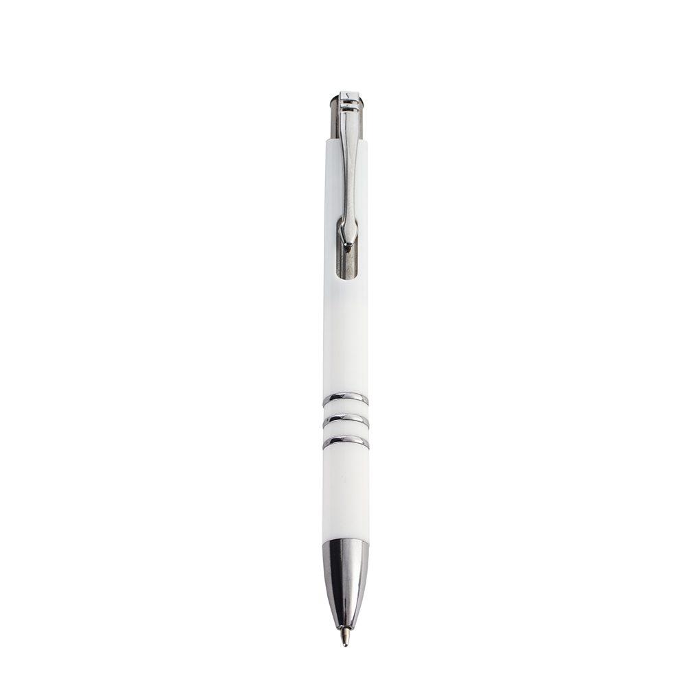 Caneta plástica CA1654 na cor Branco, brinde personalizado Sky Brindes