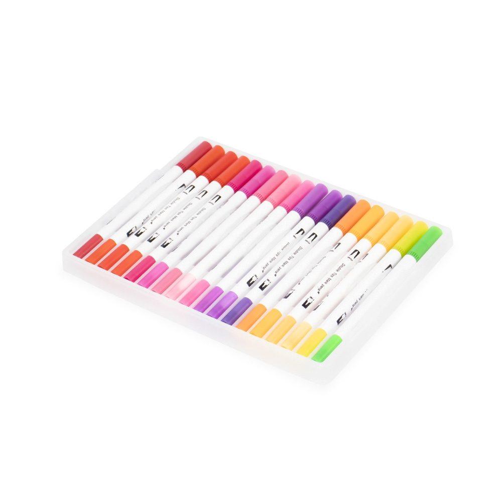 Kit canetinhas ponta dupla com 100 cores CA1657 na cor Colorido e colorido, brinde personalizado Sky Brindes