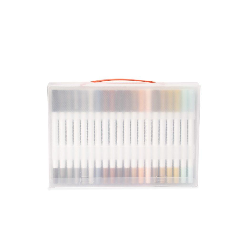 Kit canetinhas ponta dupla com 100 cores CA1657 na cor Colorido e colorido, brinde personalizado Sky Brindes