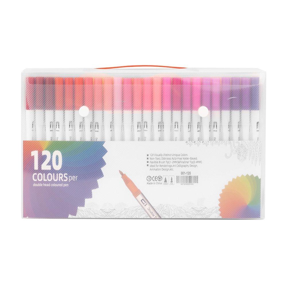 Kit canetinhas ponta dupla 120 cores CA1658 na cor Colorido e colorido, brinde personalizado Sky Brindes