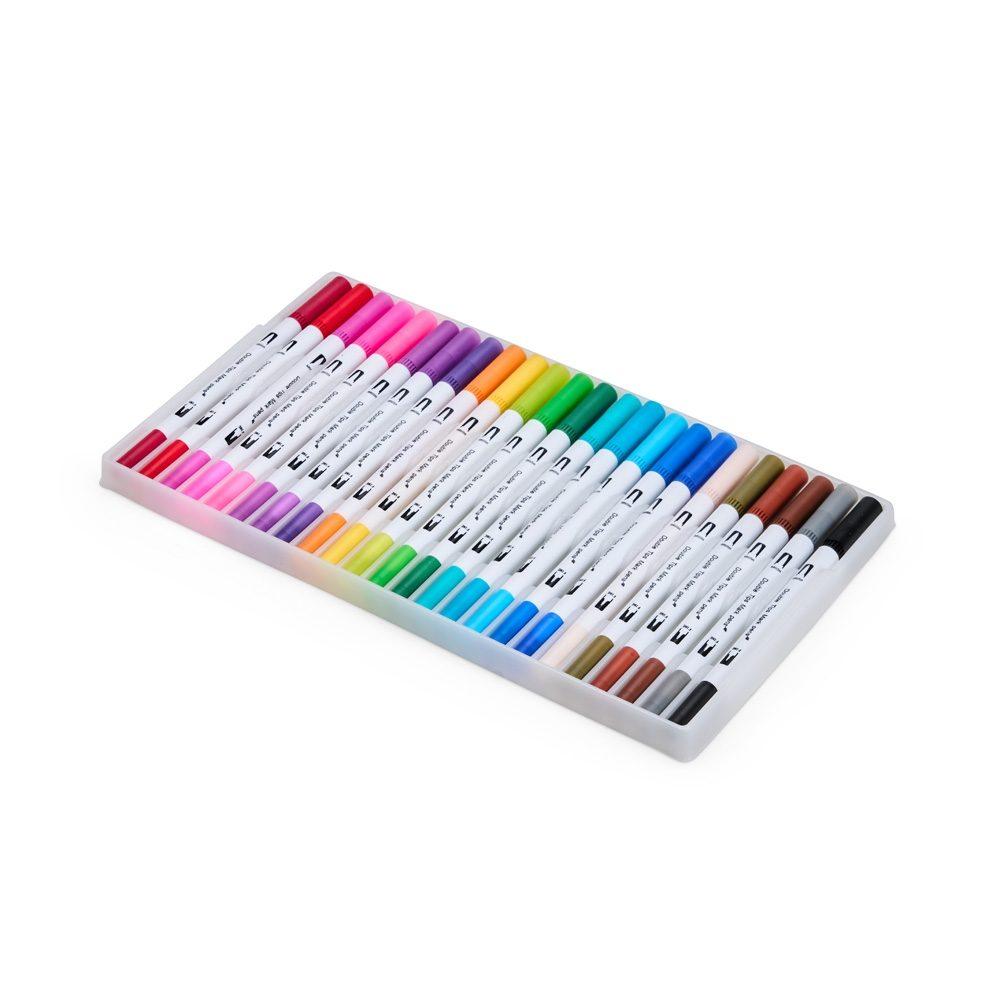 Kit canetinhas ponta dupla com 24 cores CA1659 na cor Colorido e colorido, brinde personalizado Sky Brindes