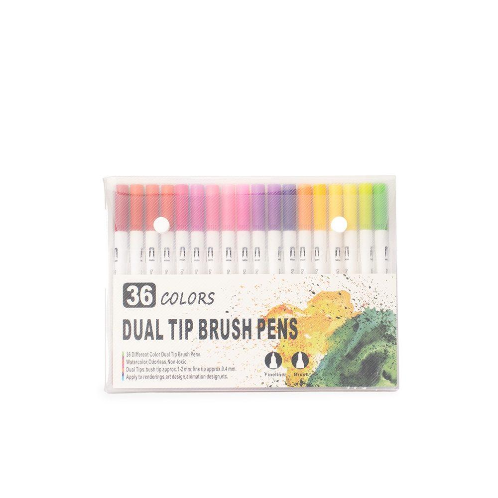 Kit canetinhas ponta dupla 36 cores CA1660 na cor Colorido e colorido, brinde personalizado Sky Brindes