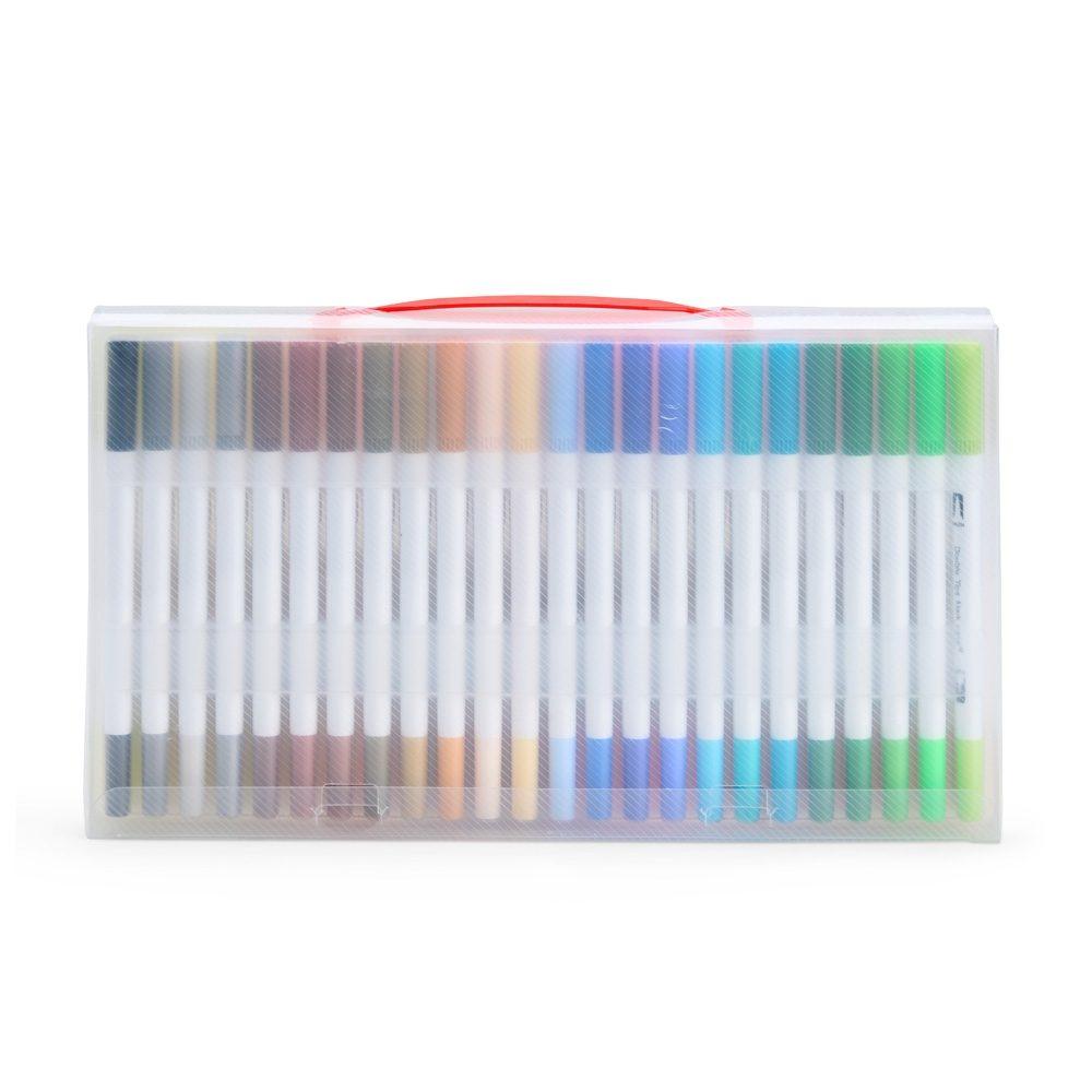 Kit canetinhas ponta dupla com 48 cores CA1661 na cor Colorido e colorido, brinde personalizado Sky Brindes