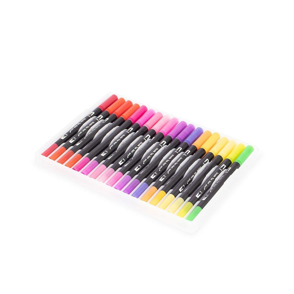 Kit canetinhas ponta dupla 60 cores CA1666 na cor Colorido e colorido, brinde personalizado Sky Brindes
