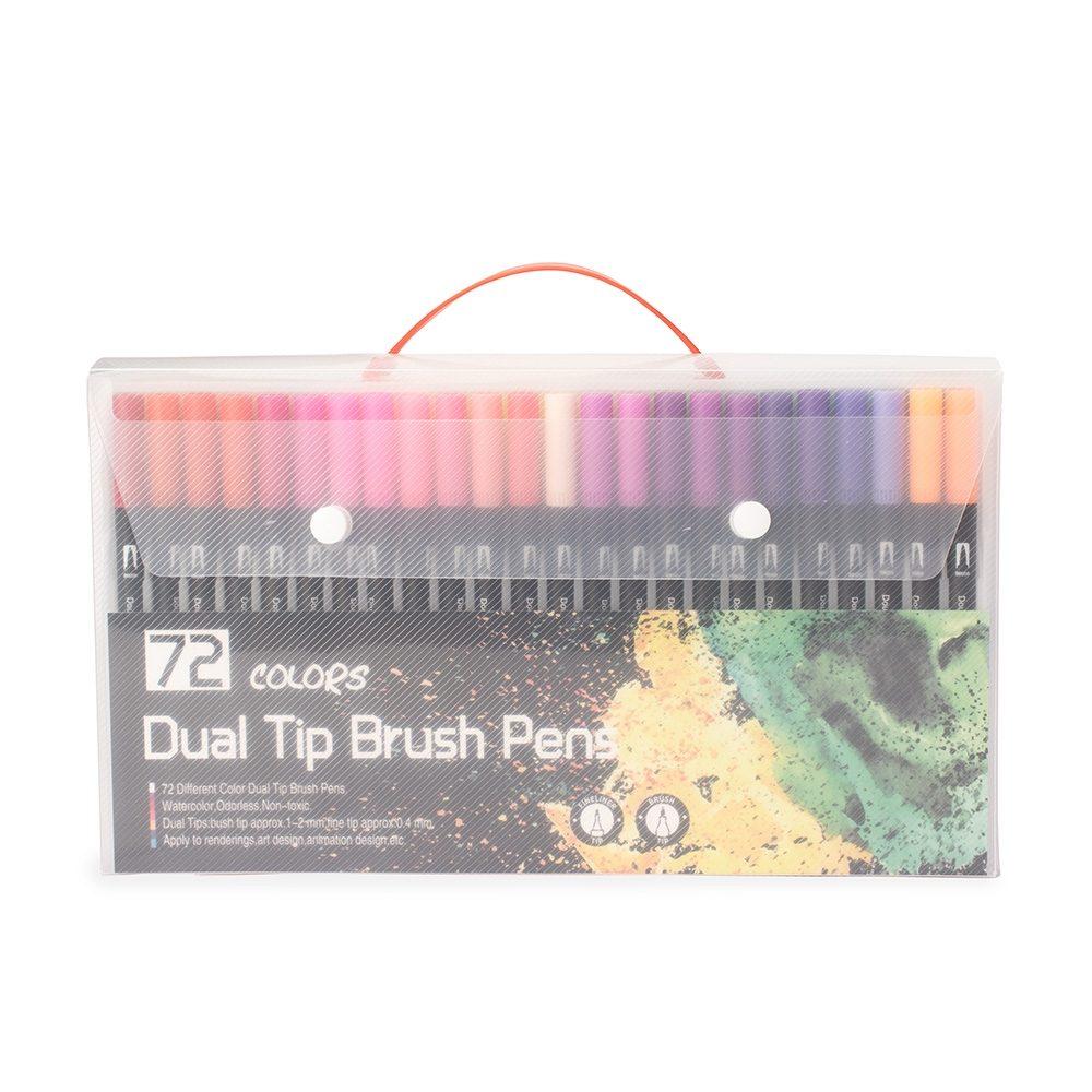 Kit canetinhas ponta dupla 72 cores CA1667 na cor Colorido e colorido, brinde personalizado Sky Brindes