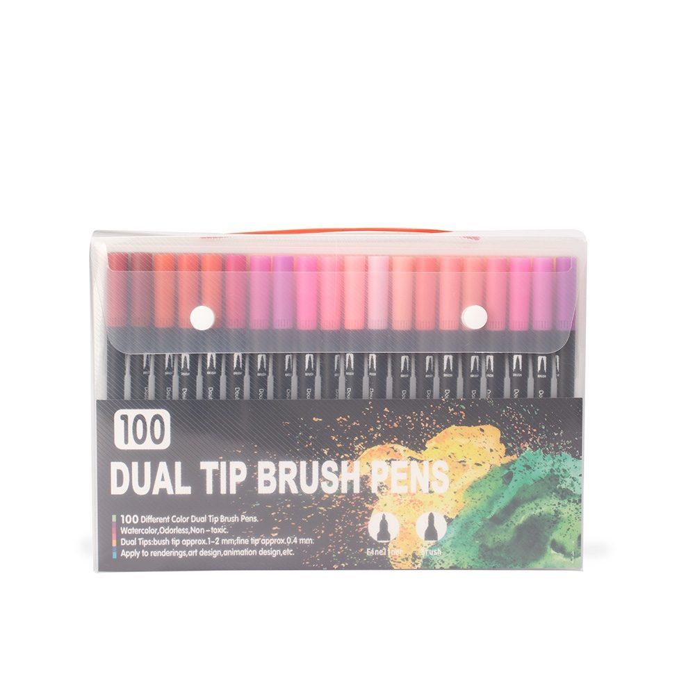 Kit canetinhas ponta dupla 100 cores CA1668 na cor Colorido e colorido, brinde personalizado Sky Brindes